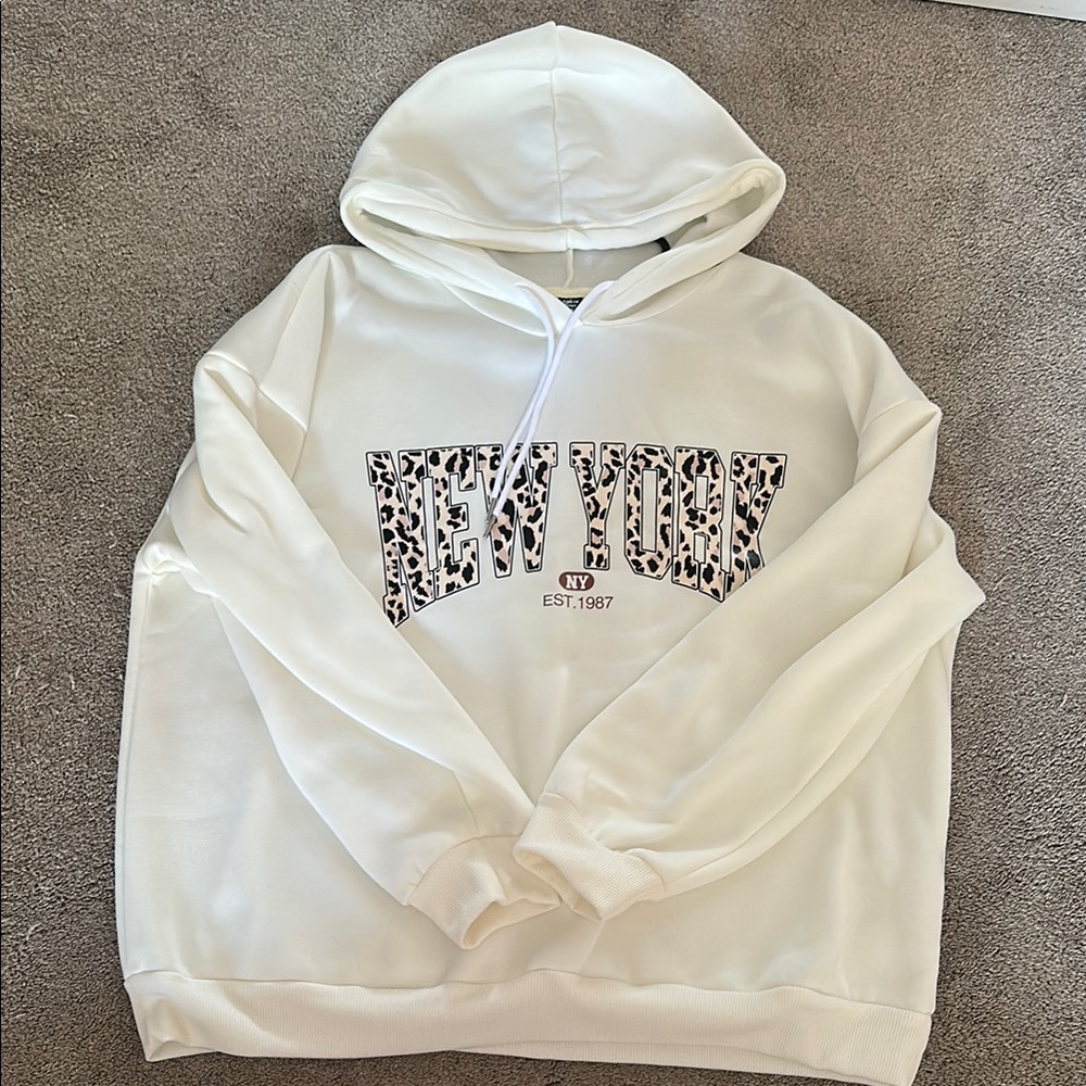 SHEIN Off-White Hoodie with Drawstring
